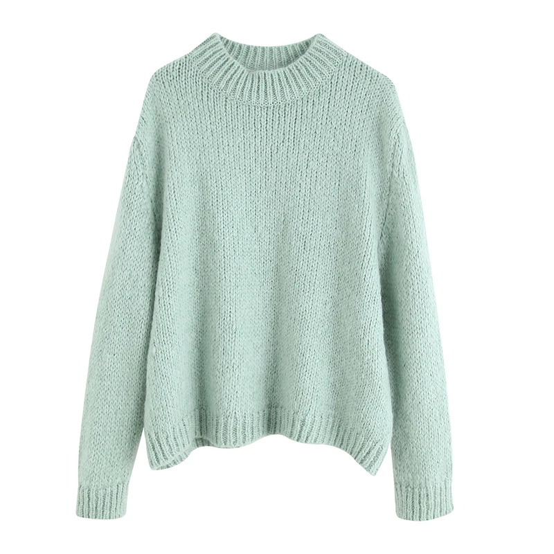 

Plus Size Loose Knitwear Pullovers Women O neck Long Sleeves Casual Solid Color Sweater Ladies Jumpers Top WB9610