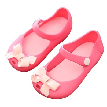 

1 Pair Children Girl Bowknot Sandals Jelly Shoes Anti-slip Breathable for Beach FJ88
