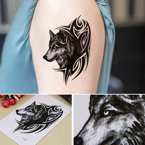 Pegatinas de tatuaje de cabeza de Lobo temporal para hombres y mujeres,  arte corporal de brazo a prueba de agua, pegatinas de transferencia de agua  Unisex, arte corporal|Tatuajes temporales| - AliExpress