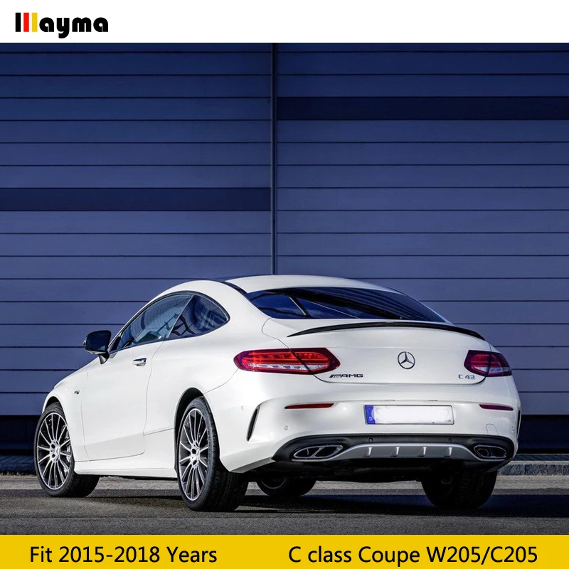 C63 стиль задний багажник для benz C class coupe 2 двери c200 c250- W205 C205 C43 СТЕКЛОВОЛОКНО FRP матовый черный спойлер крыло