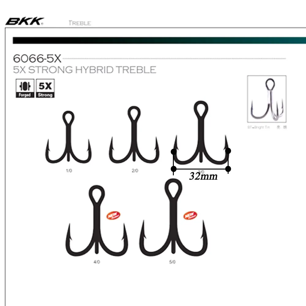 AS 5pcs Big Game 5X Treble Hooks Stainless Skirts BKK 3/0 Strong Hybrid  Strength Anchor Fishing Hooks Jigging Carbon Lure Hooks