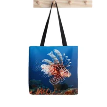 

2021 Shopper Lion fish Tote Bag Printed Tote Bag women Harajuku shopper handbag girl Shoulder shopping bag Lady Canvas Bag