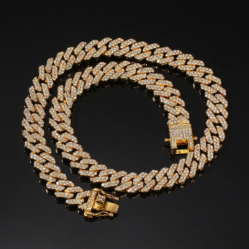 Хип хоп 12 мм Bling Iced Out полный горный хрусталь ожерелье геометрический AAA CZ камень кубинская цепь ожерелье s для мужчин ювелирные изделия