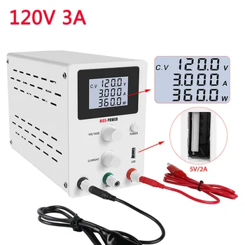 

120V 3A LED Display Adjustable Switching Regulator DC Power Supply Laptop Repair Rework 110v - 220v LAB Power Supply DC 30v 10a