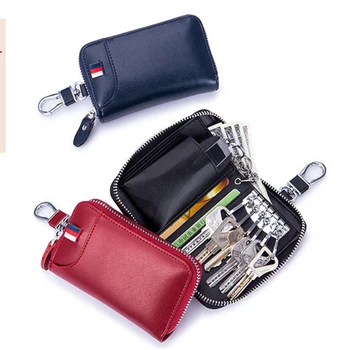 

Chain card holder wallet key storage bag large capacity key case leather wallet key wallet ladies card keychain box pull
