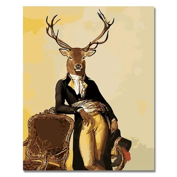 

DIY Paint By Numbers Canvas Oil Painting Kit for Kids & Adults 40 x 50cm Drawing Paintwork Deer-with Frame