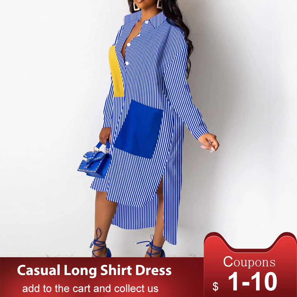 Long sleeve loose midi dress Clearance