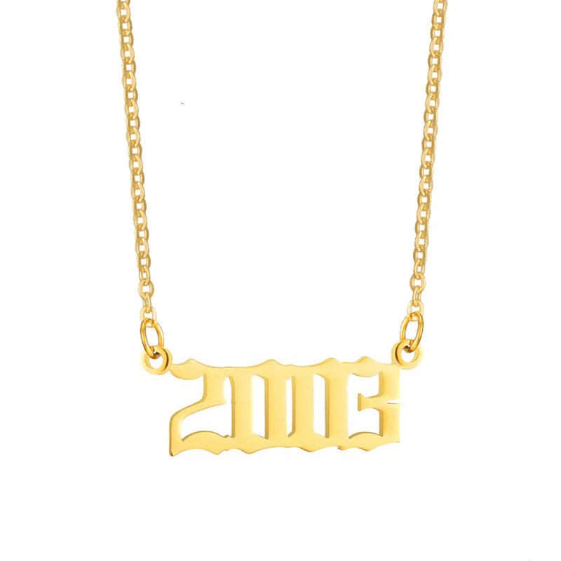 Vnox нержавеющая сталь рождения год ожерелье для женщин серебряный золотой тон чокер BFF на заказ подарок на день рождения на годовщину регулируемый - Окраска металла: 2003