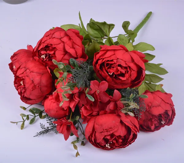 1 Bunch European Rose or Peony Artificial Flowers Party Silk fake Flowers Peonies For Wedding Decoration Home Hotel Decor Wreath