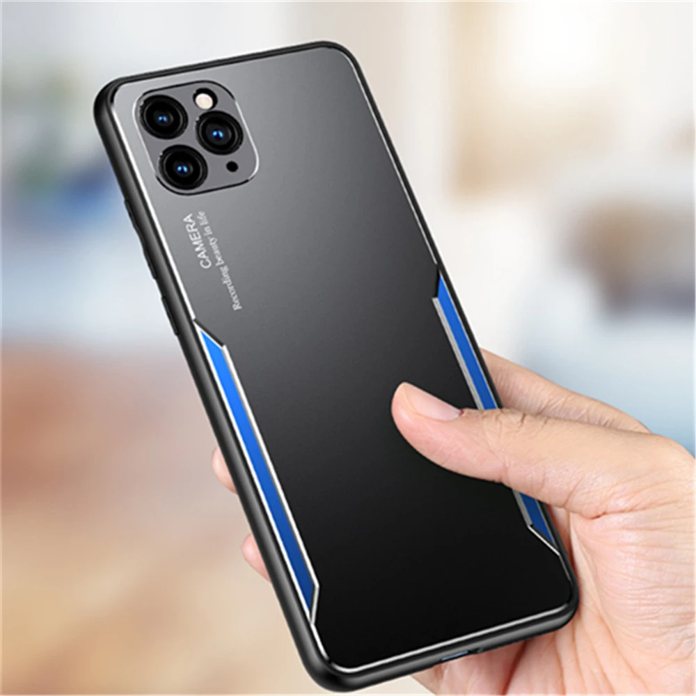 

Shockproof Case For Apple iPhone 11 Pro Max SE 2 2020 6 S 7 8 Plus X XS MAX XR Aluminum alloy metal back plate + TPU phone case