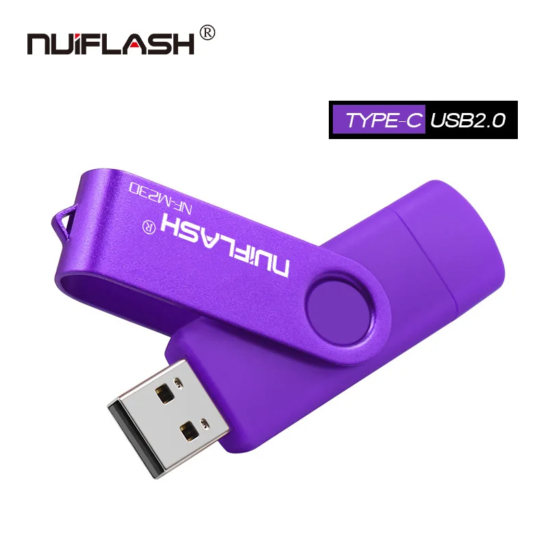 purple Высокое качество USB флеш-накопитель type c 2,0 32 Гб 64 Гб двойной флеш-накопитель 16 Гб Флешка 4g 8g 128G с бесплатной доставкой для телефона/ПК - Цвет: purple