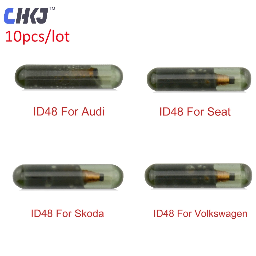 CHKJ 10 шт./лот ID48 транспондер стеклянный Автомобильный ключ чип для Audi Seat Skoda Volkswagen
