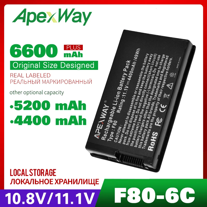4400 мАч Аккумулятор для ноутбука Asus 07G0165U1875M A32-F80 F80 N60 X82 F80Cr N60D X82C F80s N60Dp X82CR F81 N60W X82L f81E N60WT X82Q батарея для ноутбука