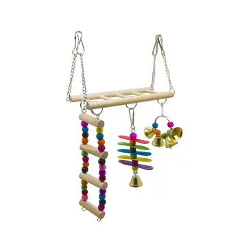 

Wooden Bird Swings Ladders Toys, Pet Chewing Climbing Hanging Toys