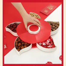 Вращающаяся коробка для конфет с цветами, сухофрукты, закуски, поднос, органайзер для макияжа, для хранения, модный, удобный, практичный, легкий