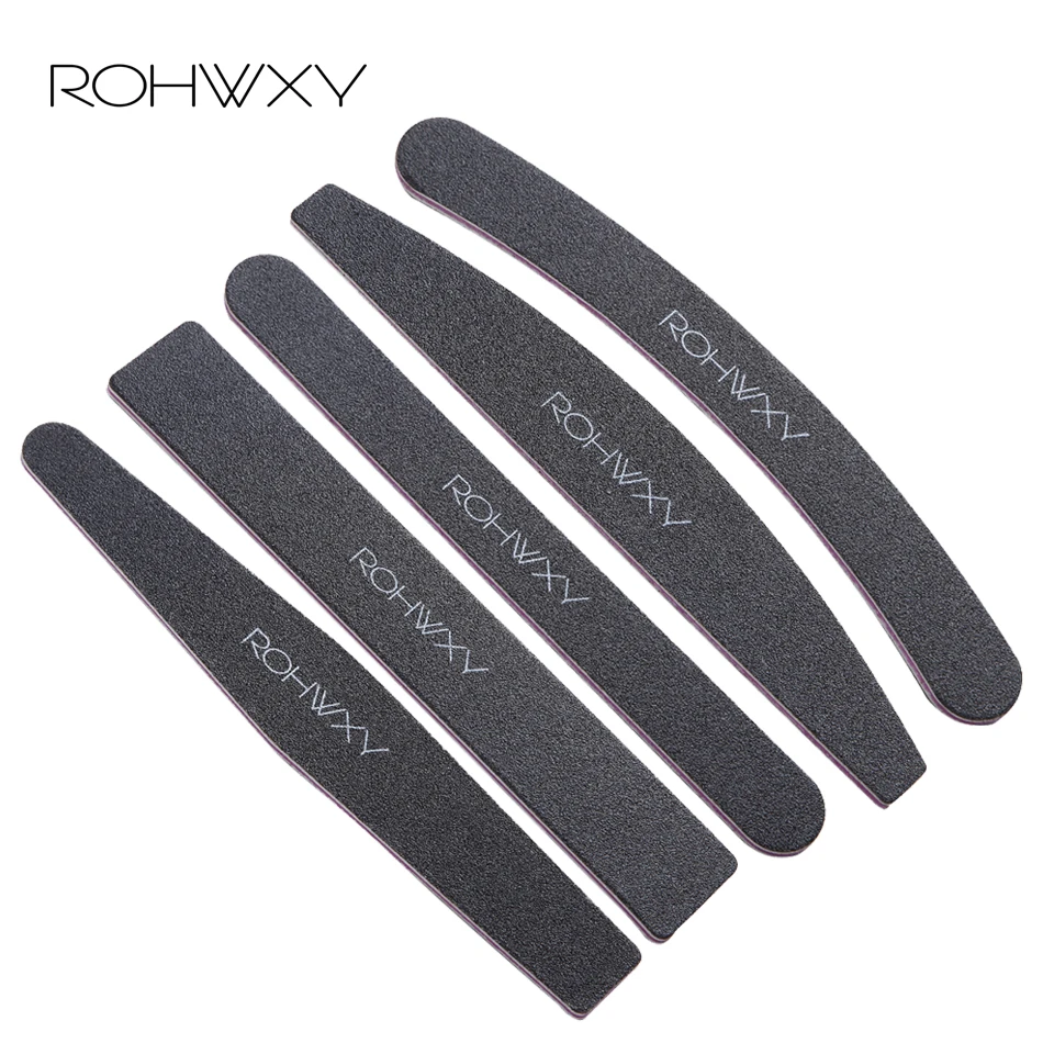 ROHWXY 5 шт. Профессиональная пилочка для ногтей 100/180 инструменты для маникюра шлифовальный полировальный буферный кривой банан акриловый инструмент для дизайна ногтей полировщик для ногтей