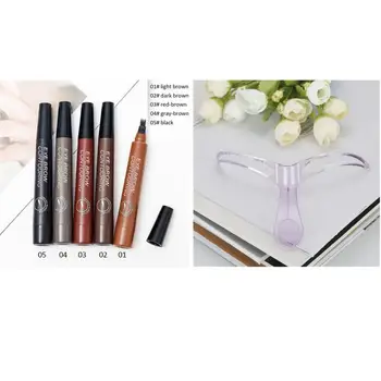 

1 Pcs Four Fork Head Liquid Eyebrow Pencil Super Durable Waterproof Eyebrow Pen Eye Brow Tattoo Color Pen With Thrush Card TSLM1