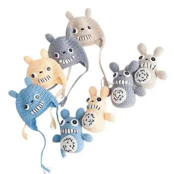 

Newborn Baby Photography Props Cartoon Cat Knitted Hat Accessories Clothing