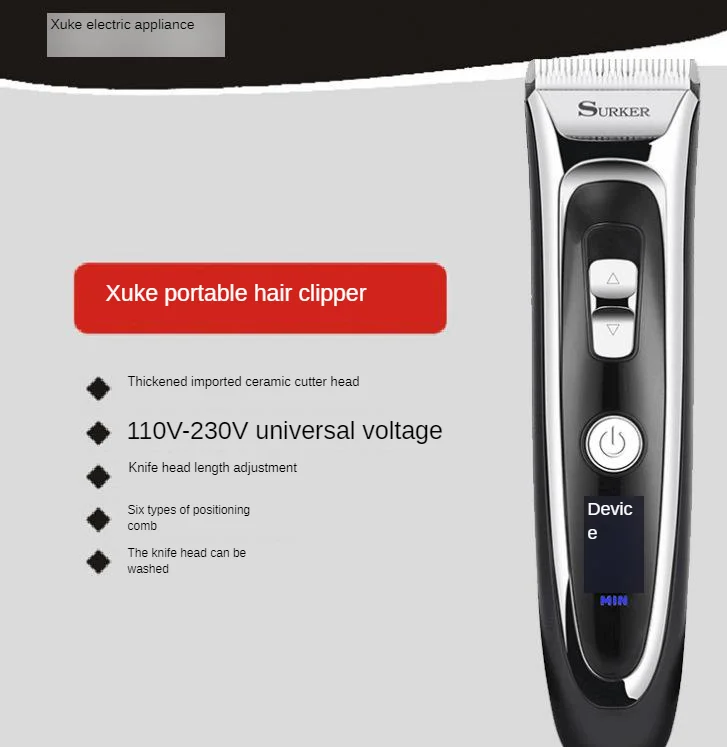 Numbers Liquid Crystal Ceramic Knife Hair Clipper Electric Fader Mute Electric Hair Clippers Fast Charge With Base S