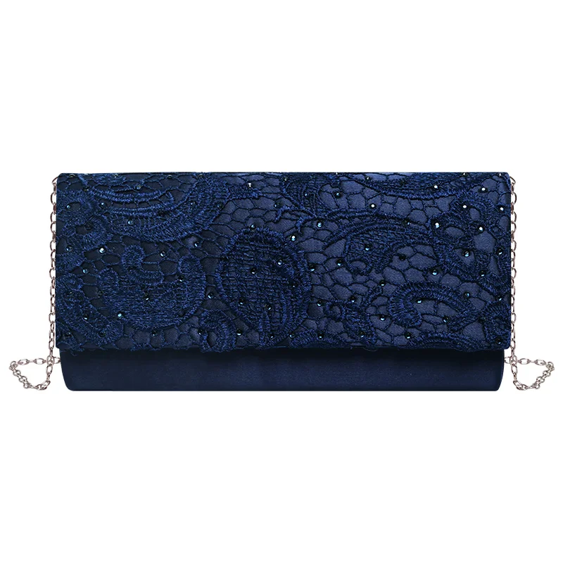 Blue Женский клатч, женская мода, кружевные цветочные сумки на плечо и сумки, черные/синие вечерние сумки, Длинный кошелек, Bolsa Feminina - Цвет: Blue