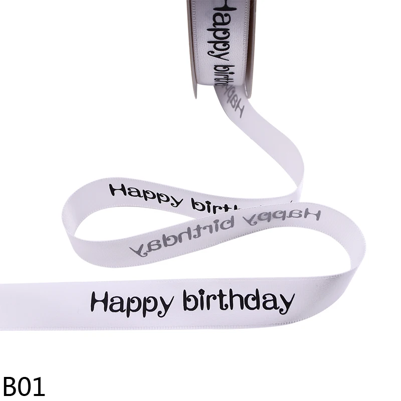 5/10/20 м Ширина 2 см полиэстерные Ленточные торт выпечки магазина с днем рождения с принтом букв ленты DIY подарки на день рождения упаковочные материалы - Цвет: B01