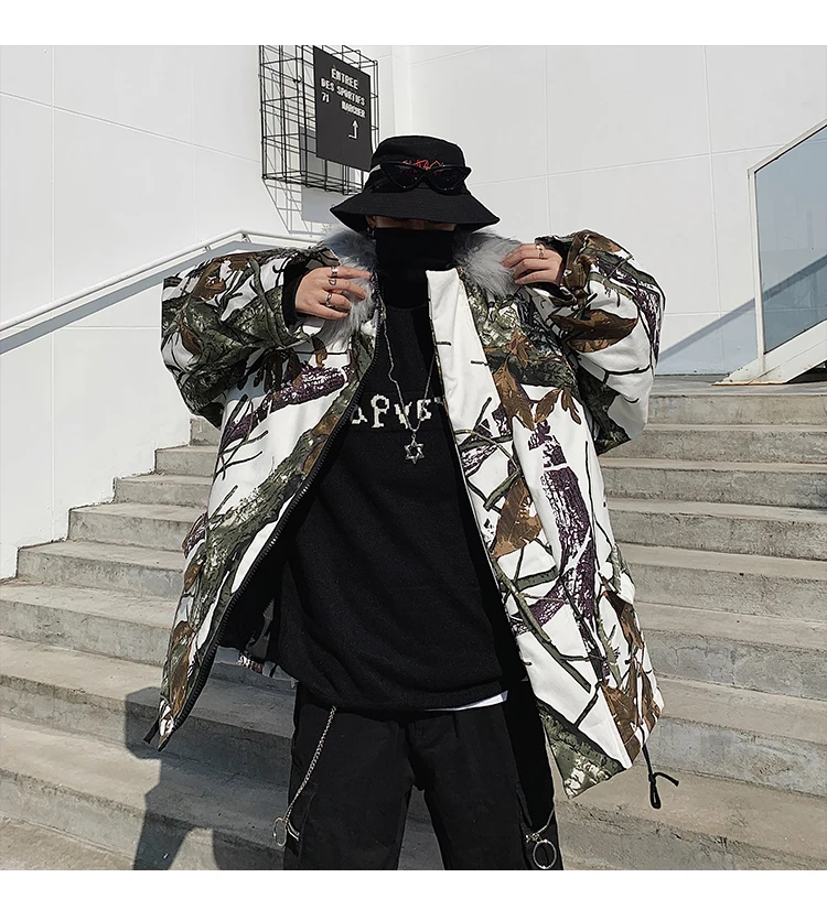 Privathinker, Мужская зимняя Камуфляжная парка с капюшоном в стиле хип-хоп, Мужская плотная теплая ветровка с воротником, куртки, топы