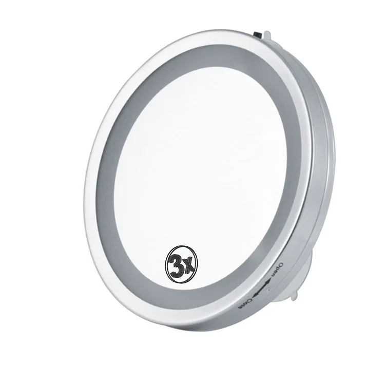 

6 Inches Wall Makeup Mirror Light Included LED Make-up Mirror Single Side Amplifier Mirror with Sucker Bathroom Makeup Mirror