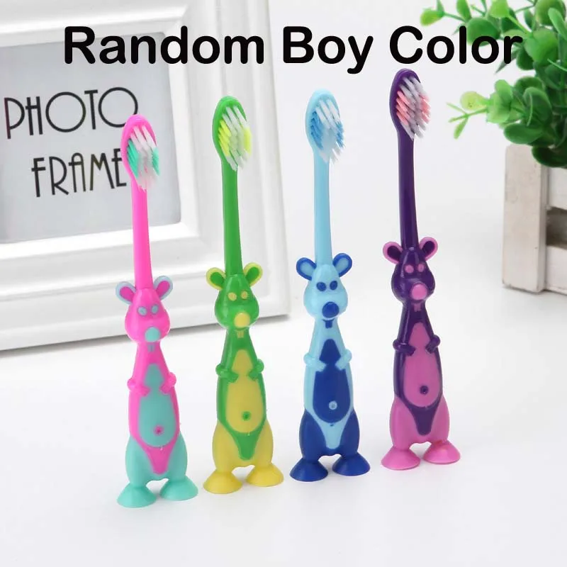 kangaroo for Boy 2 шт. мягкая щетина детская зубная щетка гигиена полости рта чистый Прорезыватель для обучения Мягкая зубная щетка - Цвет: kangaroo for Boy
