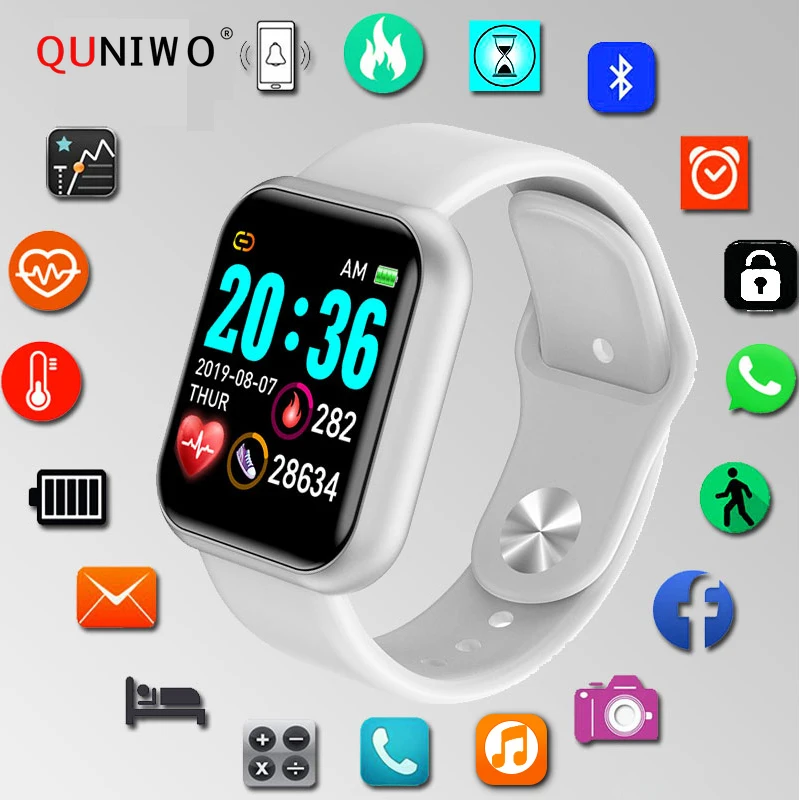 

2020 Y68 Waterproof White Digital Smart Watch Kids Wristbands Electronic Women Clock Monitor HR/BP Rate Pedometer Smartwatches