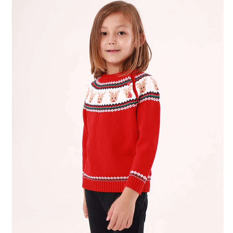 Осенне-зимняя детская одежда Рождественский свитер для маленьких девочек 0-5 лет вязаные свитера для маленьких мальчиков детские свитера с рисунком оленя