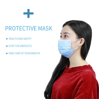 

100/200/500pcs Mouth Masks 3 Layer Protection Masks Disposable Face Masks Blue Breathable Disposable Filter Safety Mask Fast