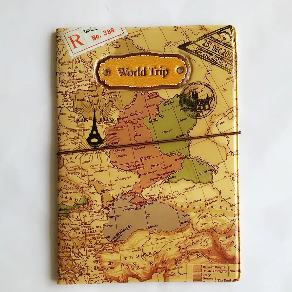 3D Design Vintage World Trip Passport Cover ID Credit Card Bag PVC Leather Passport Holder 14*9.6CM wallet card holder card holder credit card holder passport holder