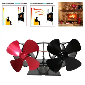 

8 Blade Black Fireplace Heat Powered Stove Fan Home Efficient Heat Distribution komin Log Wood Burner Friendly Quiet Fan