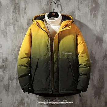 

Winter Man Personality Gradual Change Tide Cotton-padded Clothes Teenagers Even Hat Printing Keep Warm Will Cotton-padded Jacket