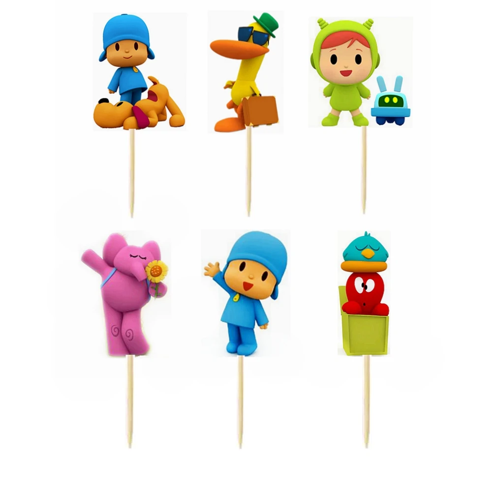 24 шт. Топпер для торта POCOYO & Elly Pato Loula Сонная Птица робот Нина Осьминог детская