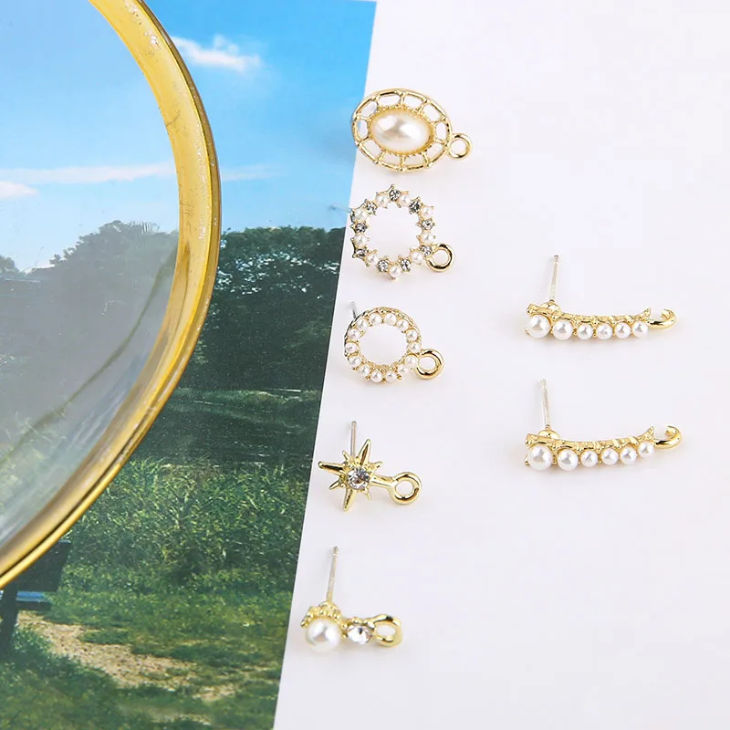 Женские винтажные серьги-пусеты 6 шт. перламутровые Стразы в стиле ретро овальные