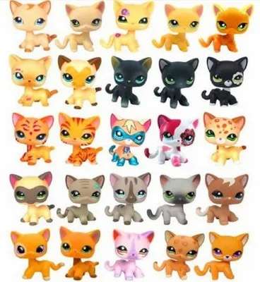 Pet Shop Lps игрушки стоят Littlest короткие волосы кошки белый розовый блеск kitty| |