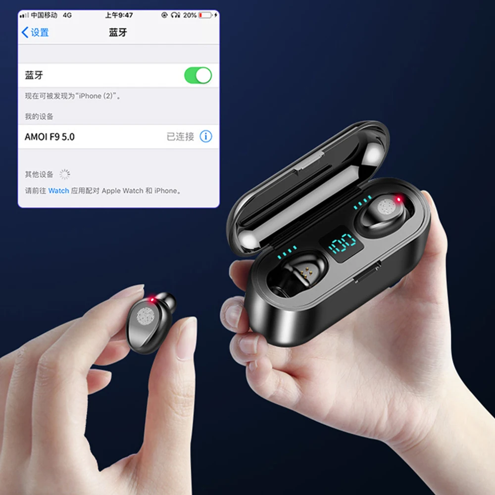 F9 Bluetooth наушники беспроводные спортивные водонепроницаемые стерео игровая