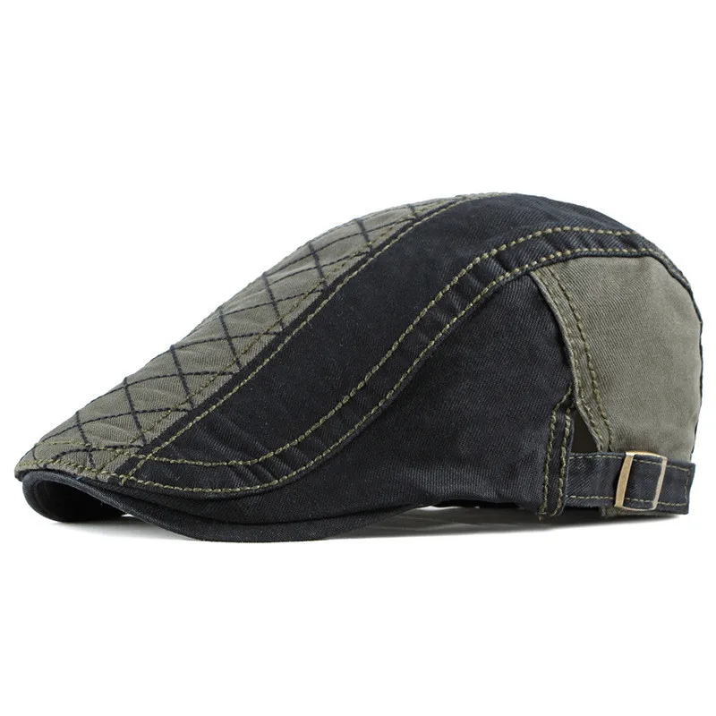 Spring Summer Patchwork Newsboy Caps Men Cotton Flat Peaked Cap Women Painter Beret Hats 22 beret hat newsboy cap newsboy hat