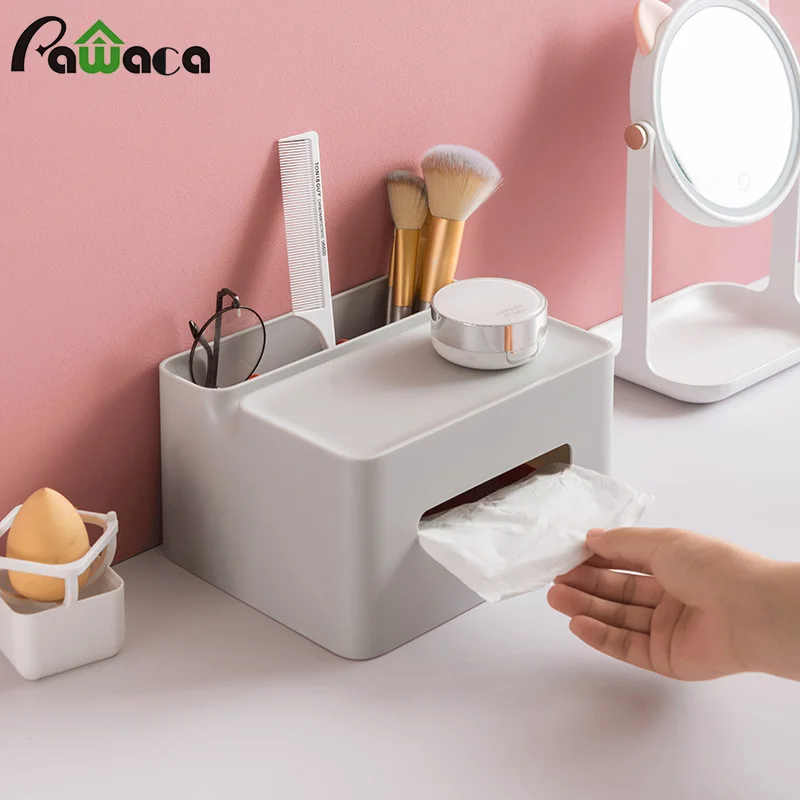 

Multi-function Tissue Box Cover Phone Remote Control Holder Stand Desk Storage Box Container Dorm Bedroom Sofa Office Organizer