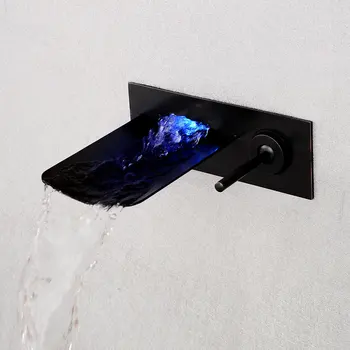 

European Black Ancient Income Wall Water Tap Led Basin Water Tap Shower Room Dark Outfit Hot And Cold Waterfall Water Tap