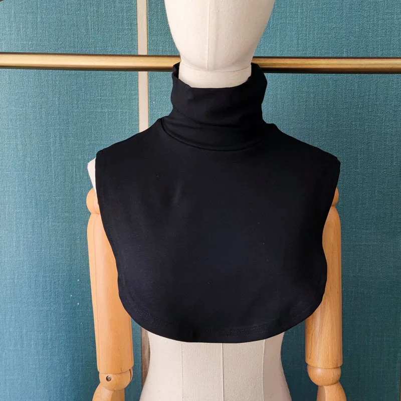 

Woman Winter Pure Cotton Warm Fake Collar Black High Collar Neck Guard False Collar for Women Knitted Detachable Collar