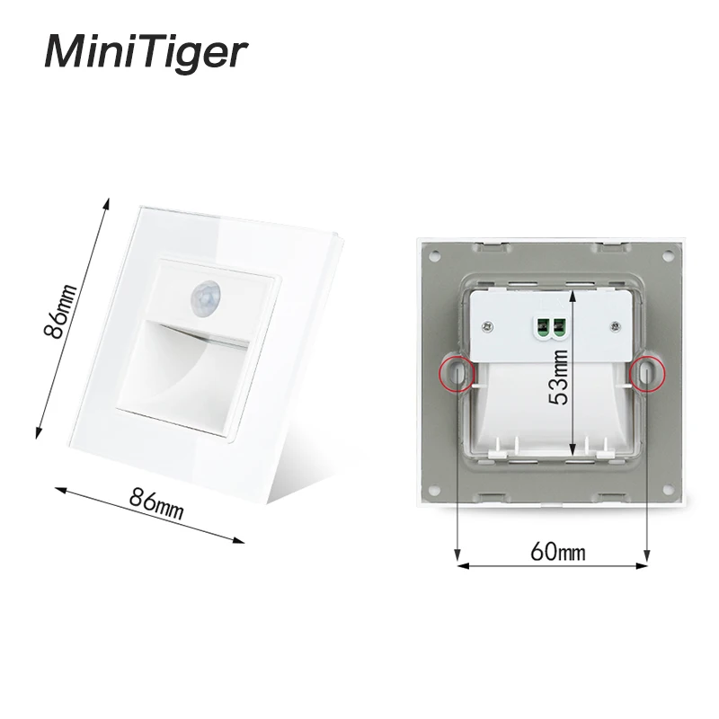 Minitiger Новое прибытие крыльцо/коридор/угол/лестничная лампа Настенный подножки переключатель человеческого тела датчик лампы кристалл стеклянная панель