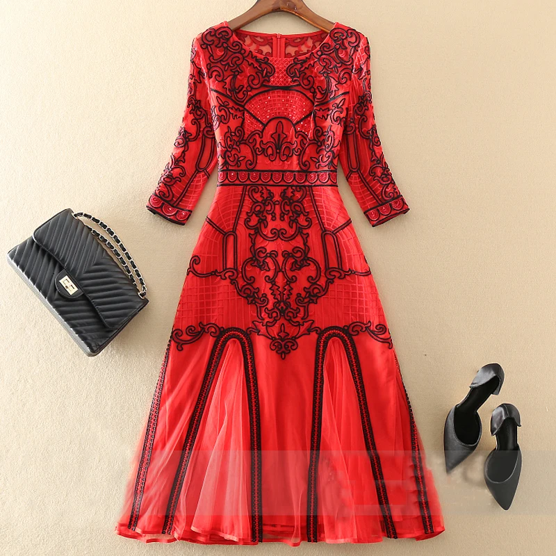 AELESEEN Designer Elegant Dress Runway Fashion New