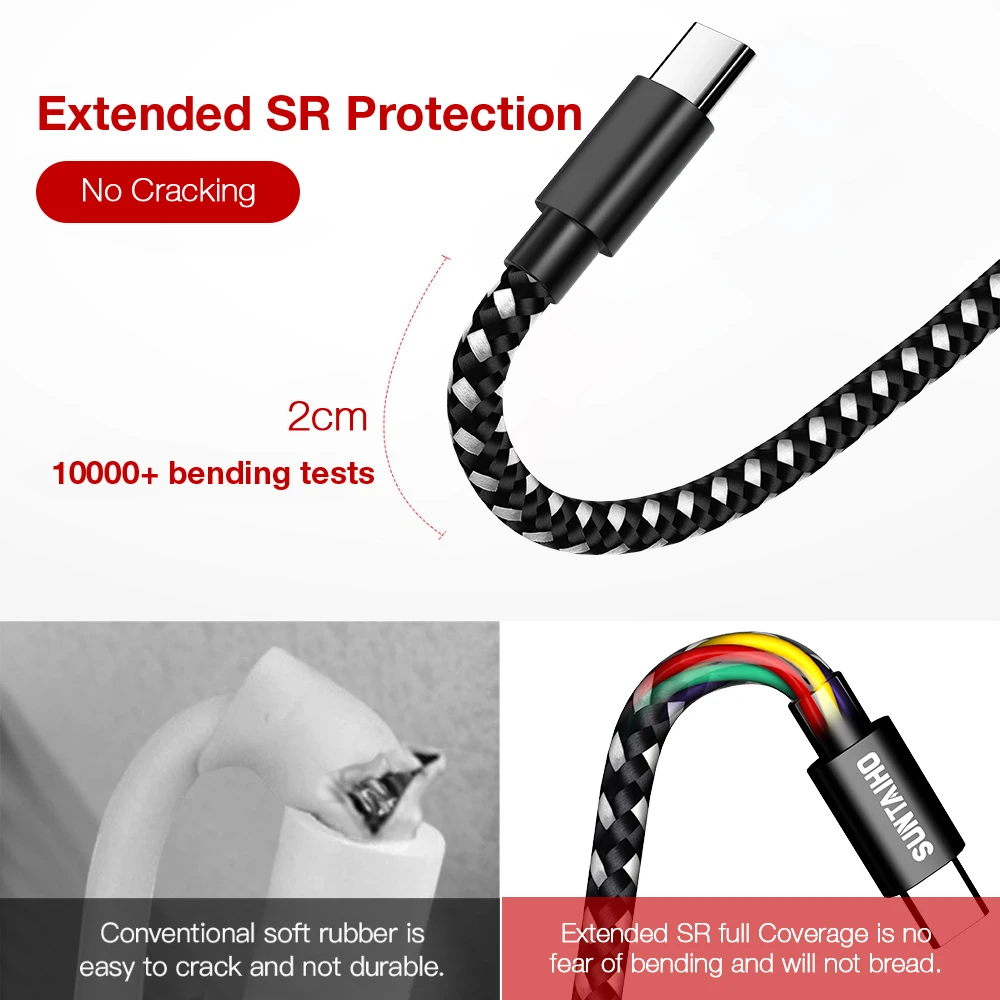 Suntaiho Тип usb C кабель для samsung S10 S9 A50 Xiaomi Redmi Note 8 Pro быстрой зарядки Тип-C Зарядное устройство мобильного телефона кабель с разъемом usb-c
