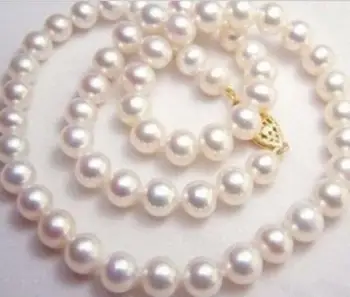 

Jewelry Free Shipping GENUINE NATURAL 9-10MM WHITE SOUTH SEA AAA+ PEARL NECKLACE 18 INCH