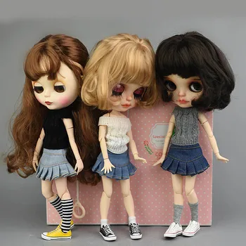 

Blue Jeans Casual Wear Clothes For Blythe Doll Kids Toy A-line Skirt For Blyth Licca Doll Clothes 1/6 Doll Accessories BJD Dolls