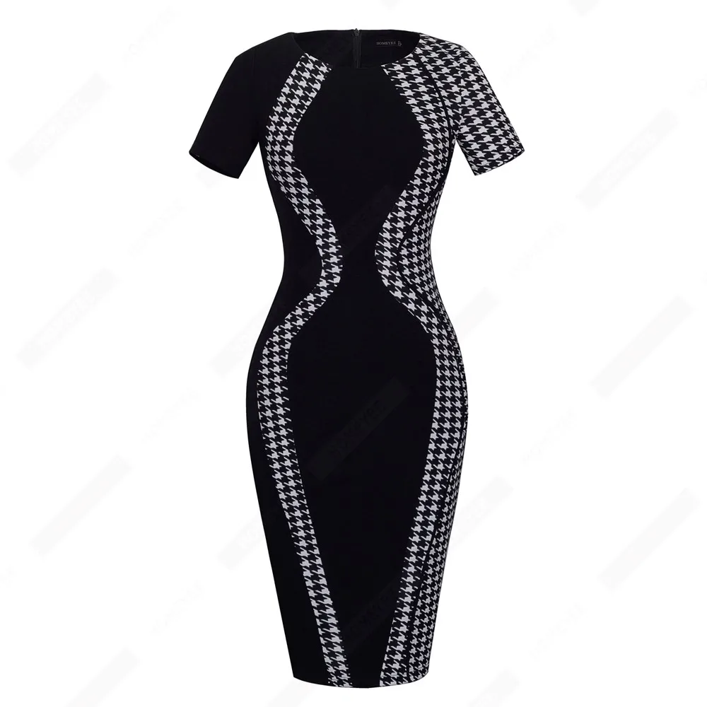 Skup Damska koszulka w stylu casual, letnia, kontrastowa z krótkim rękawem, biznesowa sukienka ołówkowa, patchworkowe sukienki z okrągłym dekoltem B315