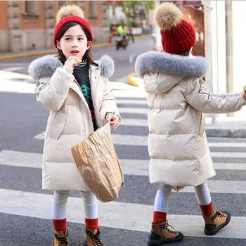 

120-160cm height new 2019 winter thicken warm embroidery girls down jacket girls winter coat fashion kids winter jacket