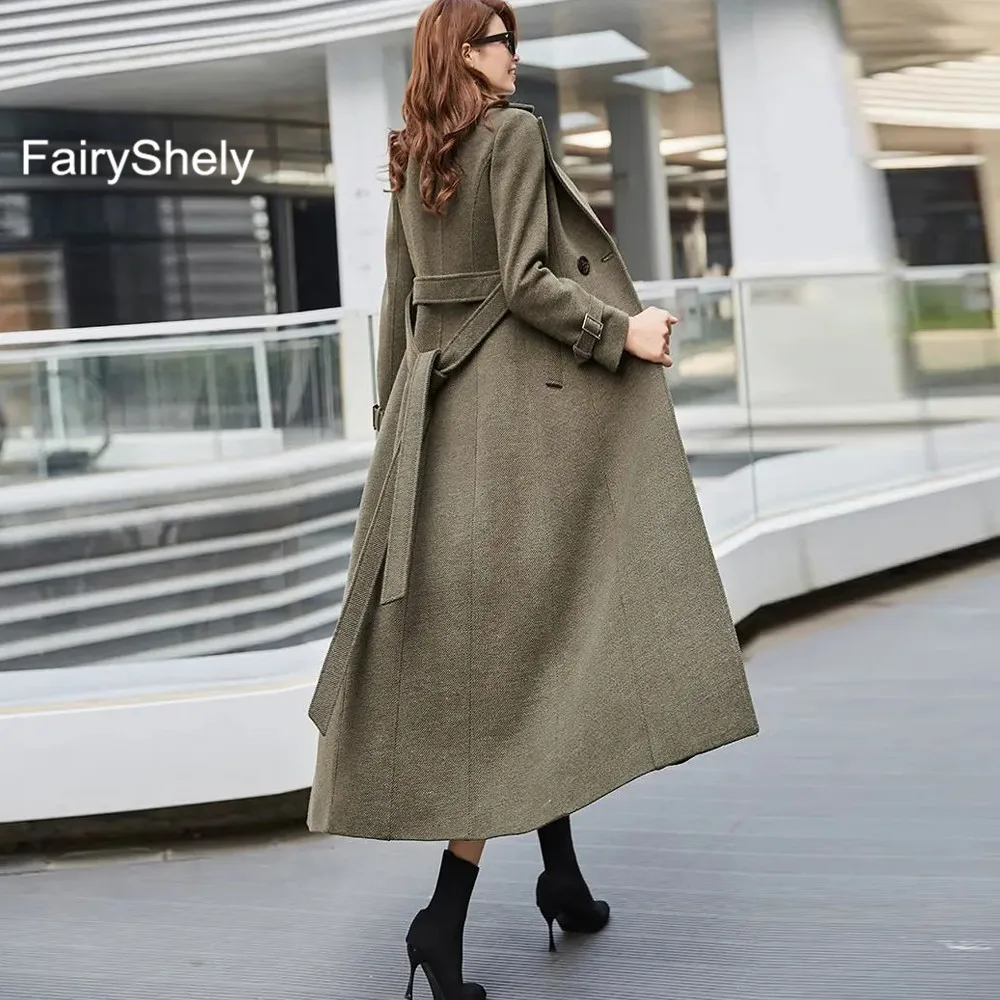 FairyShely в винтажном стиле длинное шерстяное пальто 2020 женские осень-зима на